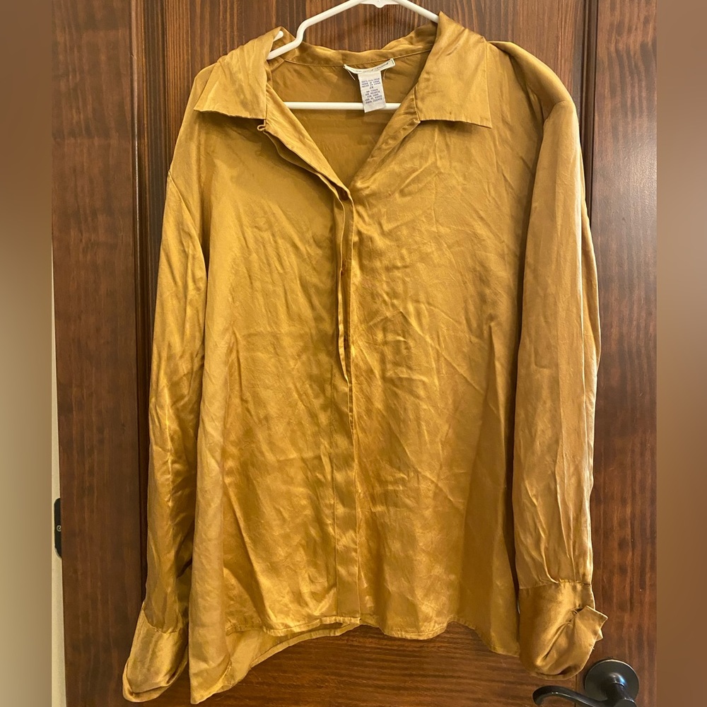 Silk long sleeve button down shirt